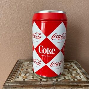 Coca-Cola Red and White Diamond Pattern Can Piggy Coin Bank